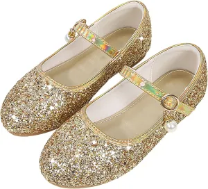 Girl Sparkly Mary Jane Shoes Rhinstones Dress Ballet Flats School Party Wedding Toddler Little Kid Shoes