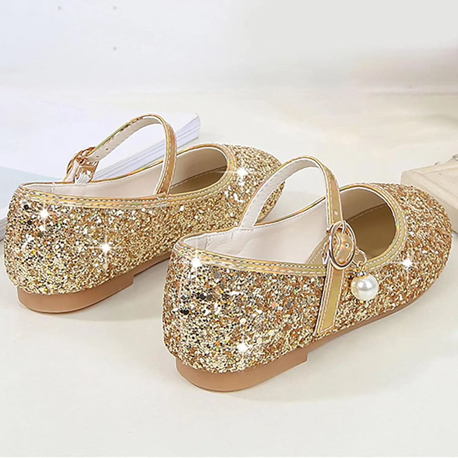 Girl Sparkly Mary Jane Shoes Rhinstones Dress Ballet Flats School Party Wedding Toddler Little Kid Shoes
