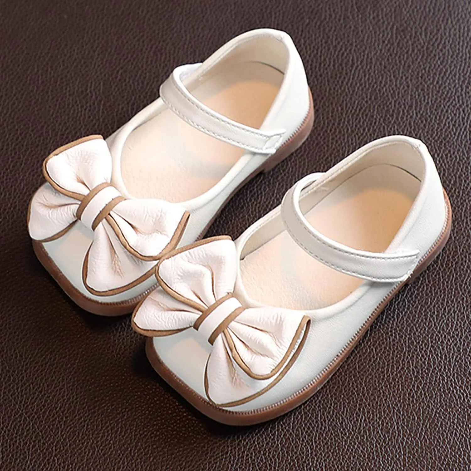 Girls Dress Shoes with Bow Toddler Flower Girls Shoes Mary Jane Flats for Party School Wedding Toddler Princess Shoes