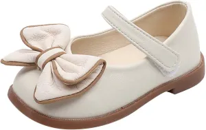 Girls Dress Shoes with Bow Toddler Flower Girls Shoes Mary Jane Flats for Party School Wedding Toddler Princess Shoes