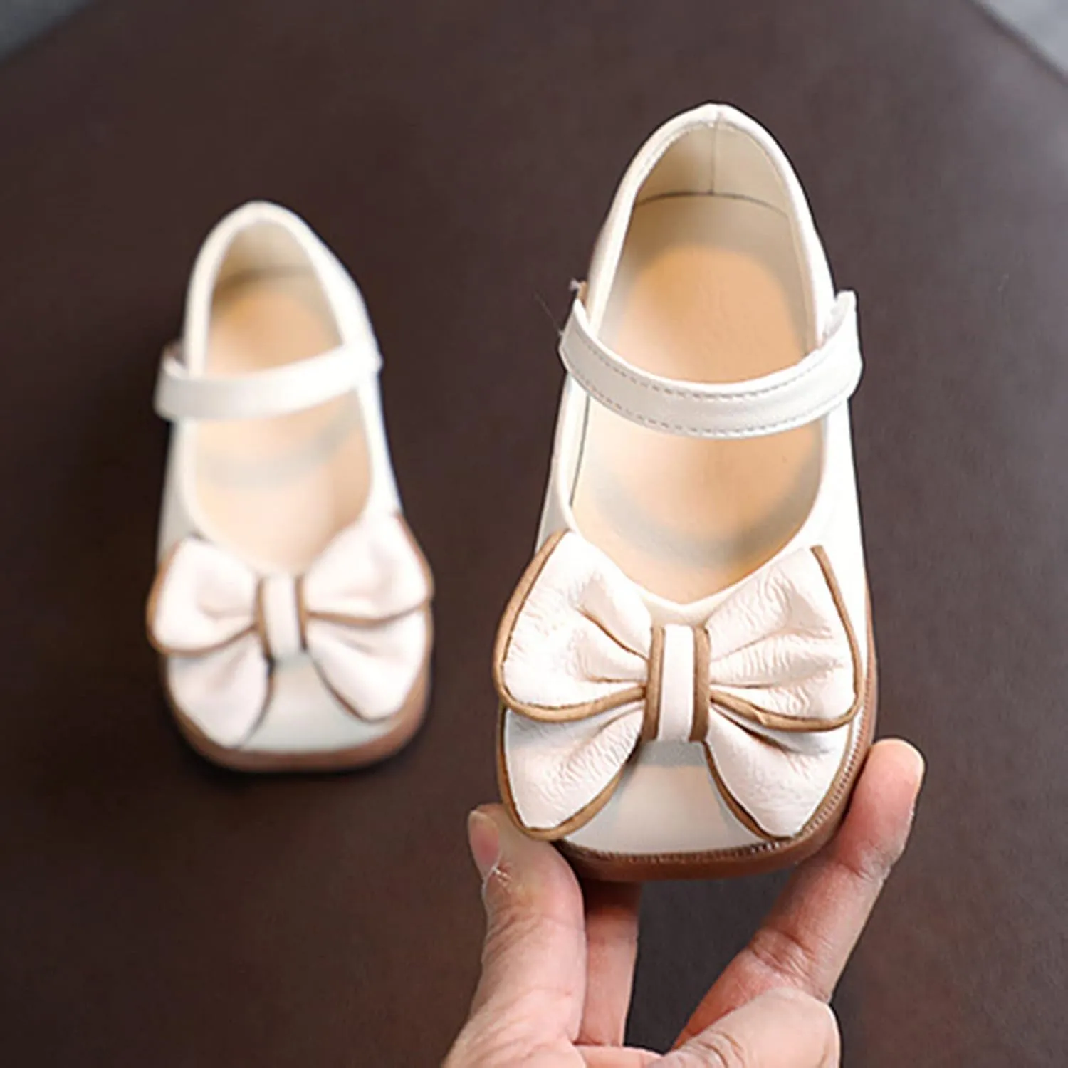 Girls Dress Shoes with Bow Toddler Flower Girls Shoes Mary Jane Flats for Party School Wedding Toddler Princess Shoes
