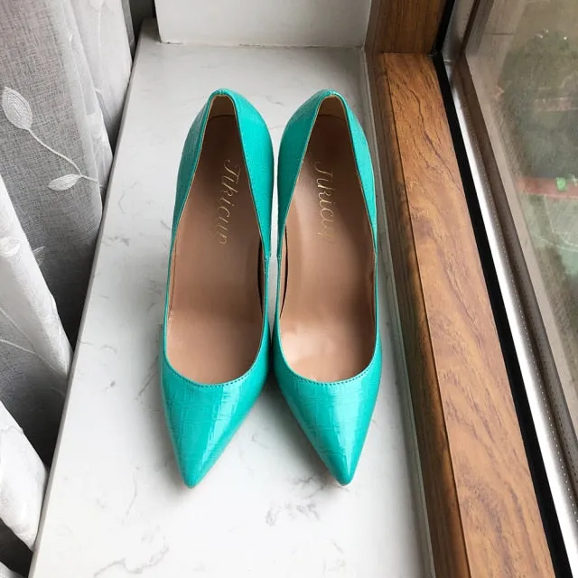 Glossy Chic Plaid Pointed Toe Slip-on Heel