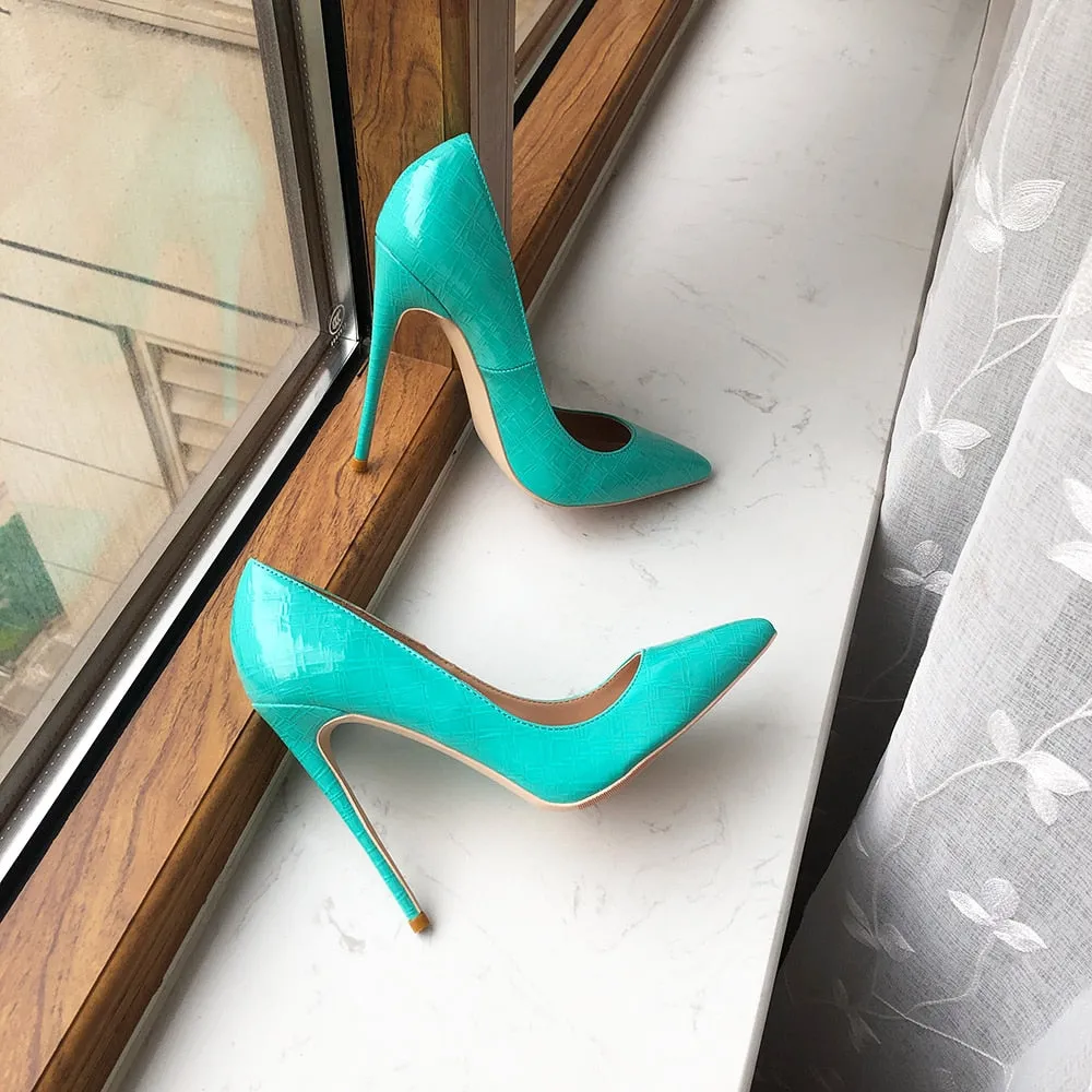 Glossy Chic Plaid Pointed Toe Slip-on Heel