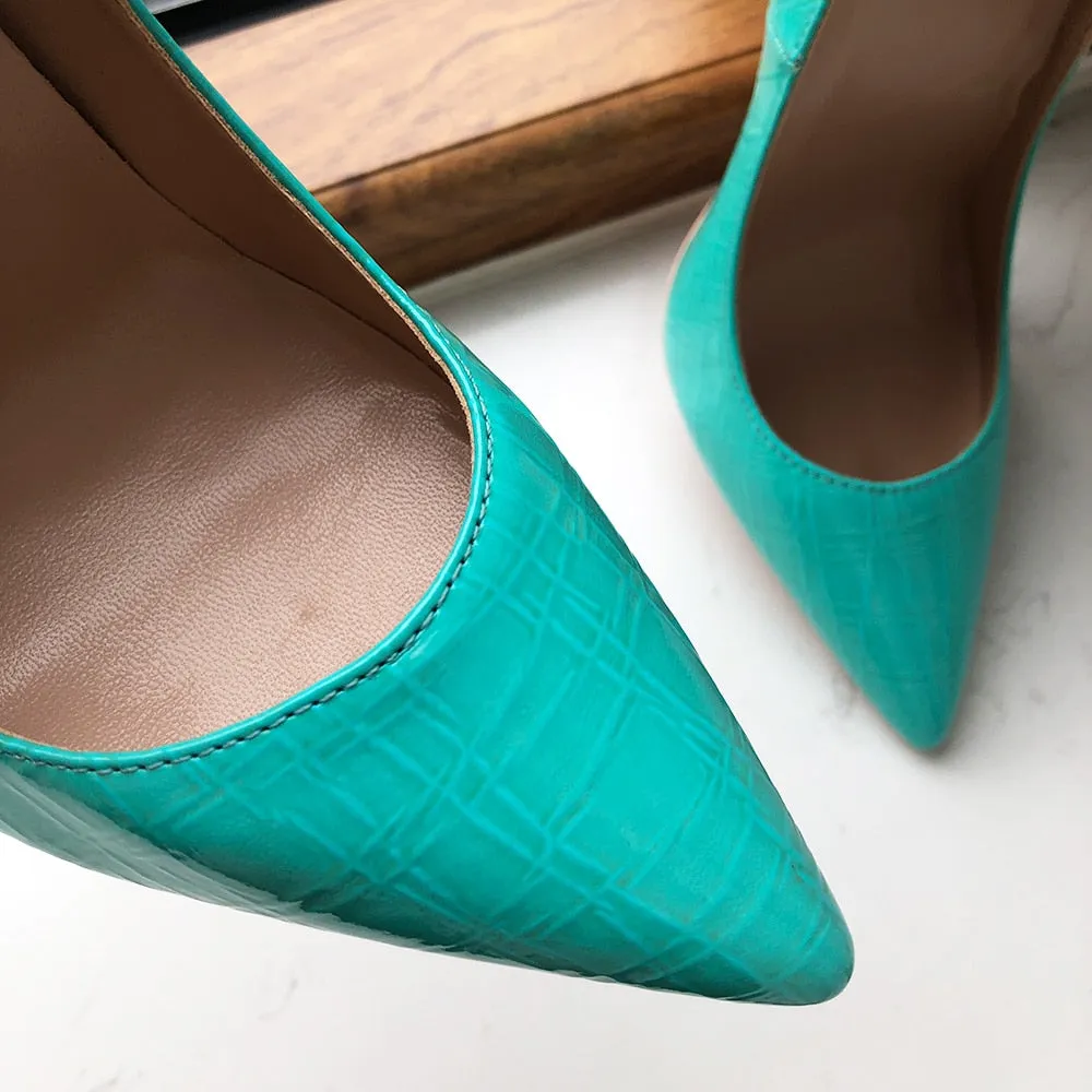 Glossy Chic Plaid Pointed Toe Slip-on Heel
