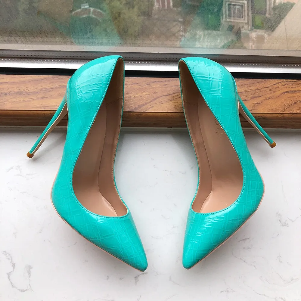 Glossy Chic Plaid Pointed Toe Slip-on Heel