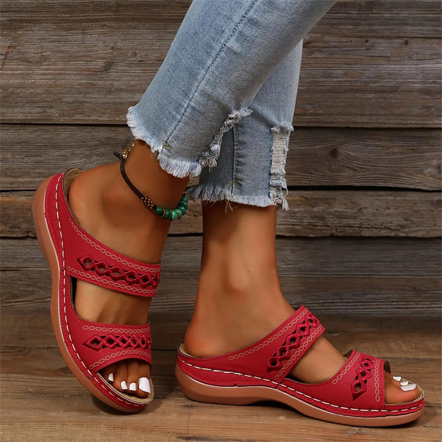 Lausiuoe Arch Support Sandals Women's Dressy Orthopedic Slides Slippers Comfort Orthotic Flip Flops for Plantar Fasciitis