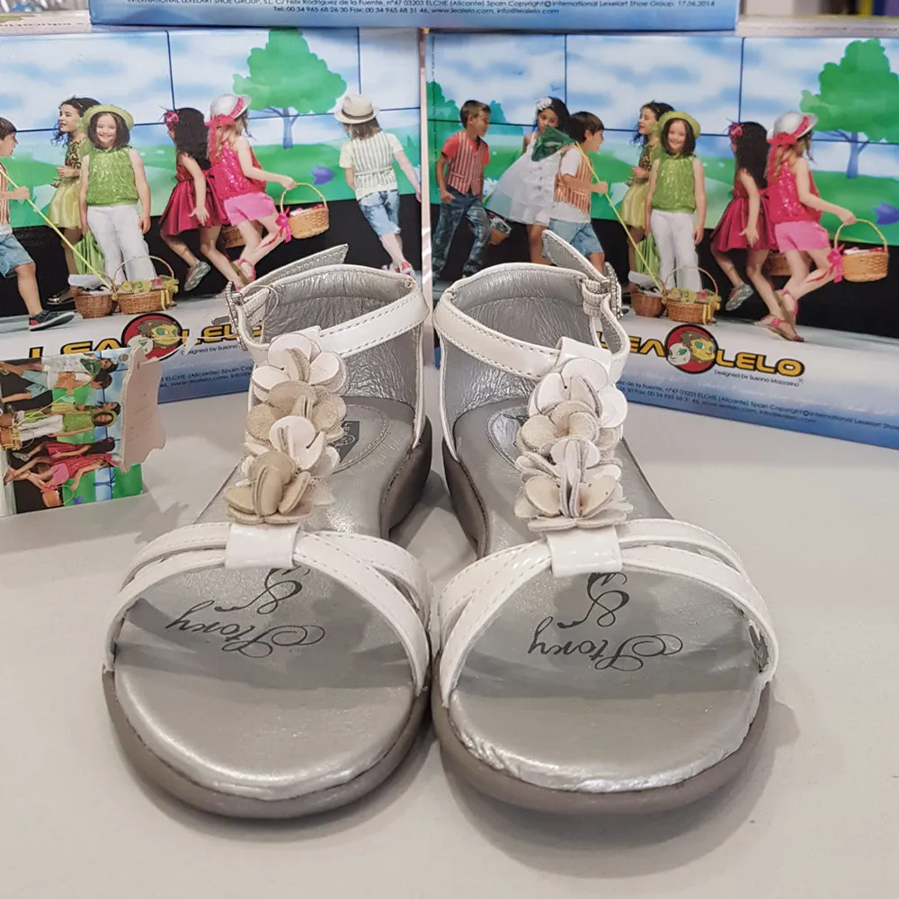 Lela Leo Girls White Leather Sandal