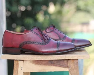 Men's Burgundy Oxford Cap Toe Shoe