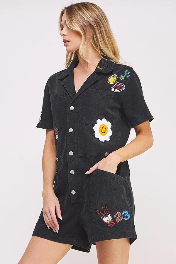 Patchwork Utility Romper