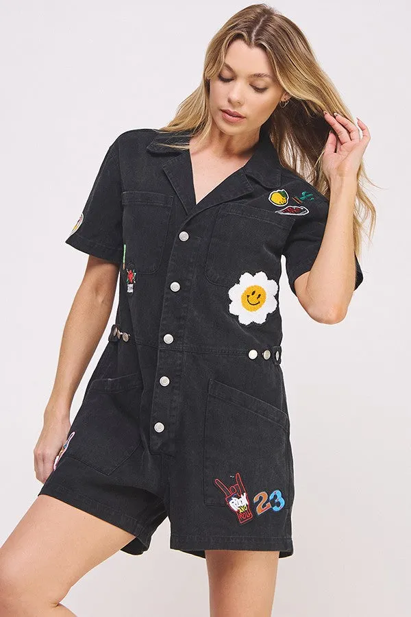 Patchwork Utility Romper