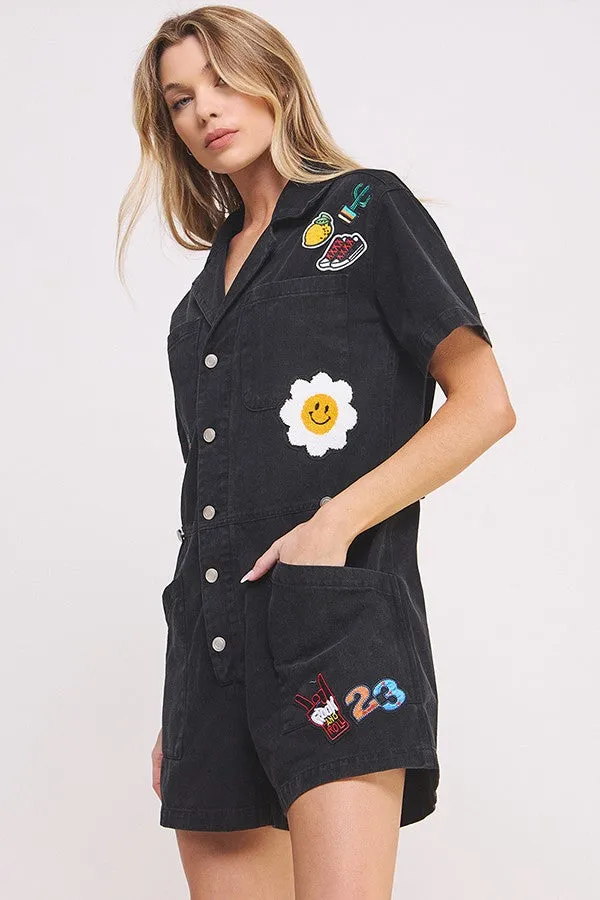Patchwork Utility Romper