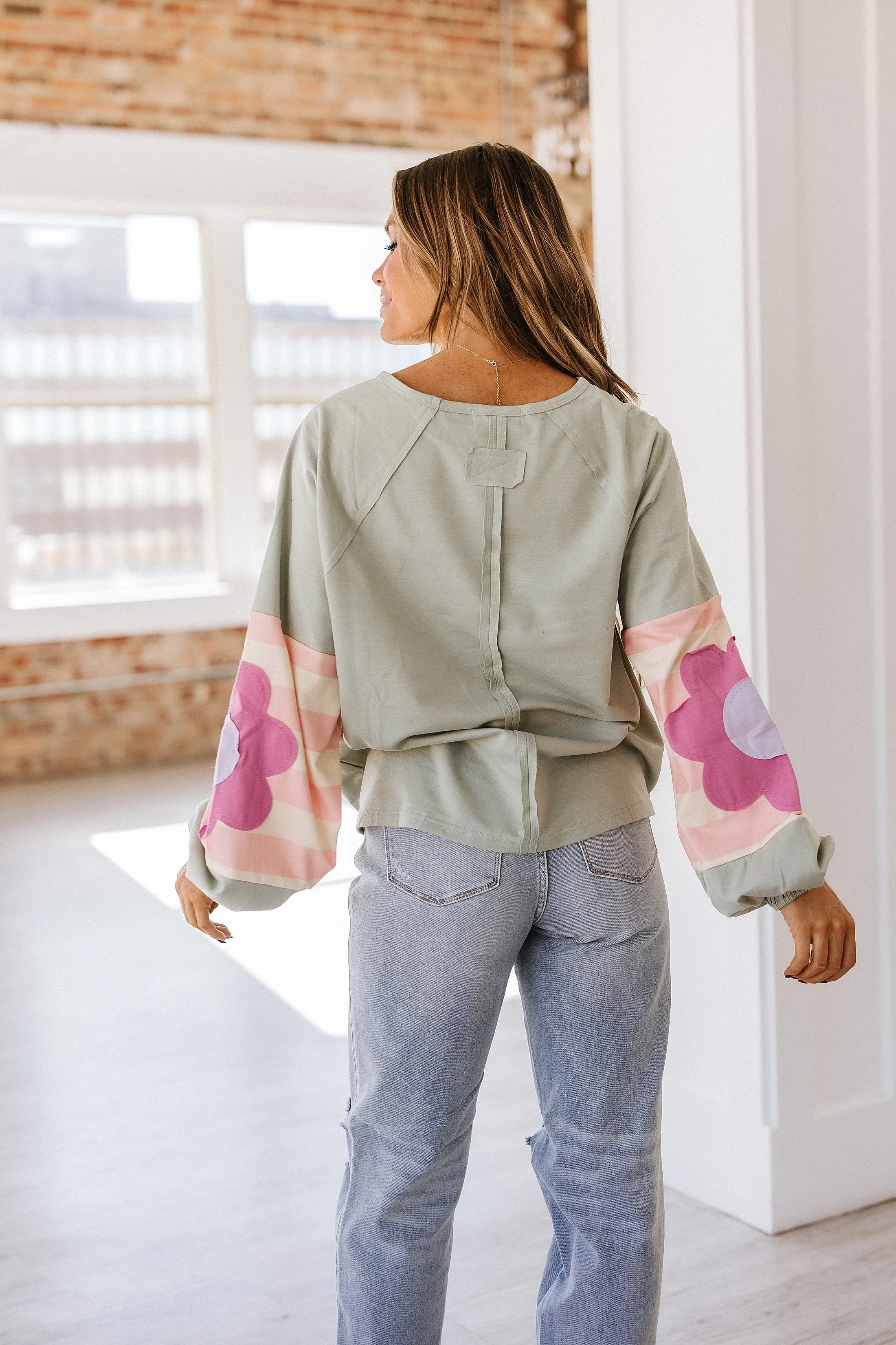SALE - Tammy Flower Patchwork Sweatshirt | Size Small