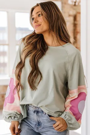 SALE - Tammy Flower Patchwork Sweatshirt | Size Small