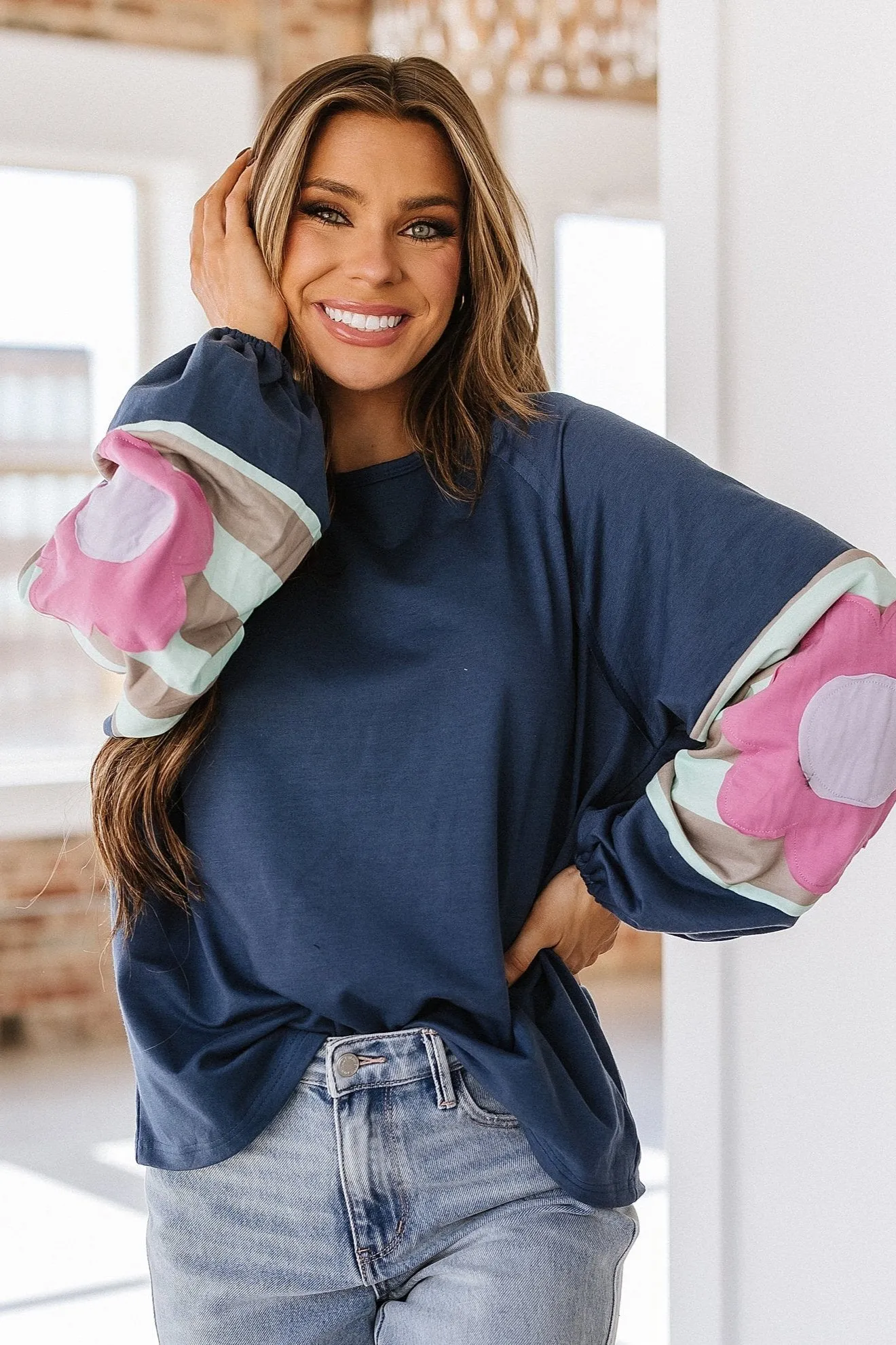SALE - Tammy Flower Patchwork Sweatshirt | Size Small