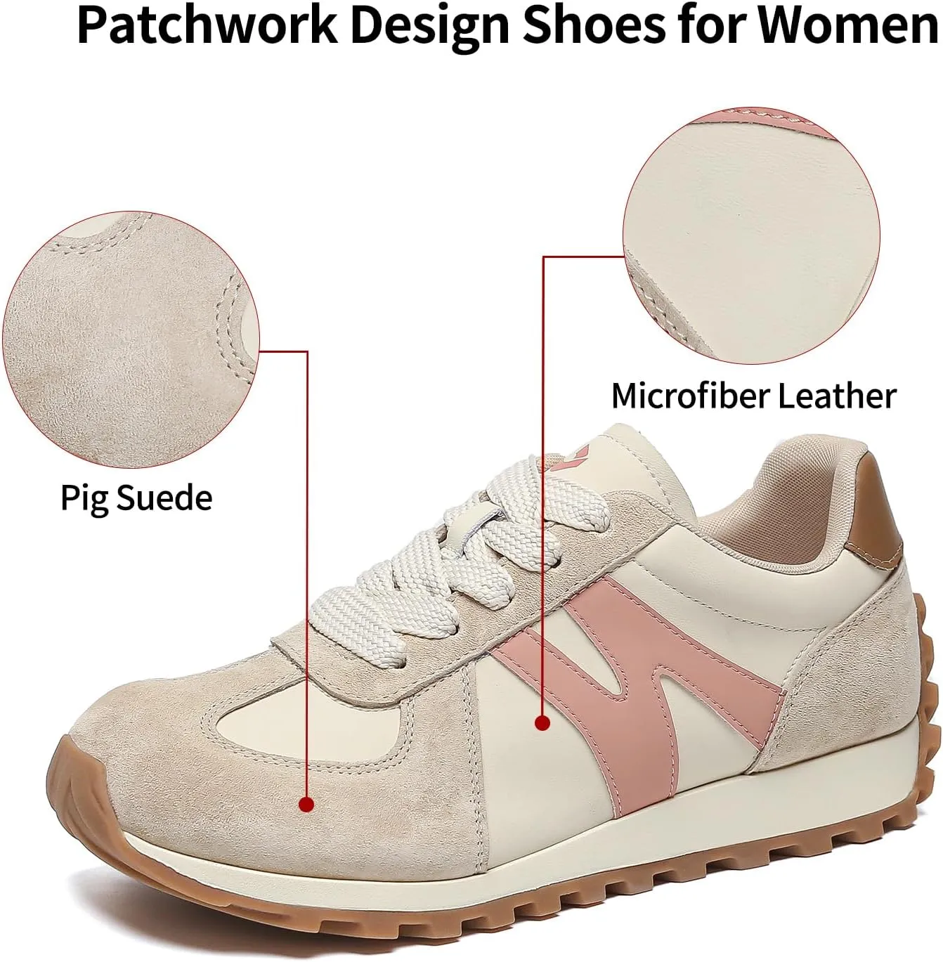 somiliss Wide Toe Box Shoes for Women Mircrofiber Leather Suede Patchwork Non-Slip Casual Walking Shoes Comfortable Gym Tennis Running Shoes Workout Womens Fashion Sneakers