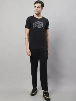 Vimal Jonney Black Cotton Printed Co-ord Set Tracksuit For Men(Zip On 1 Side Pocket)