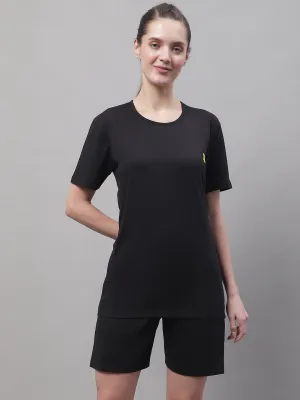 Vimal Jonney Black Cotton Solid Co-ord Set Tracksuit For Women