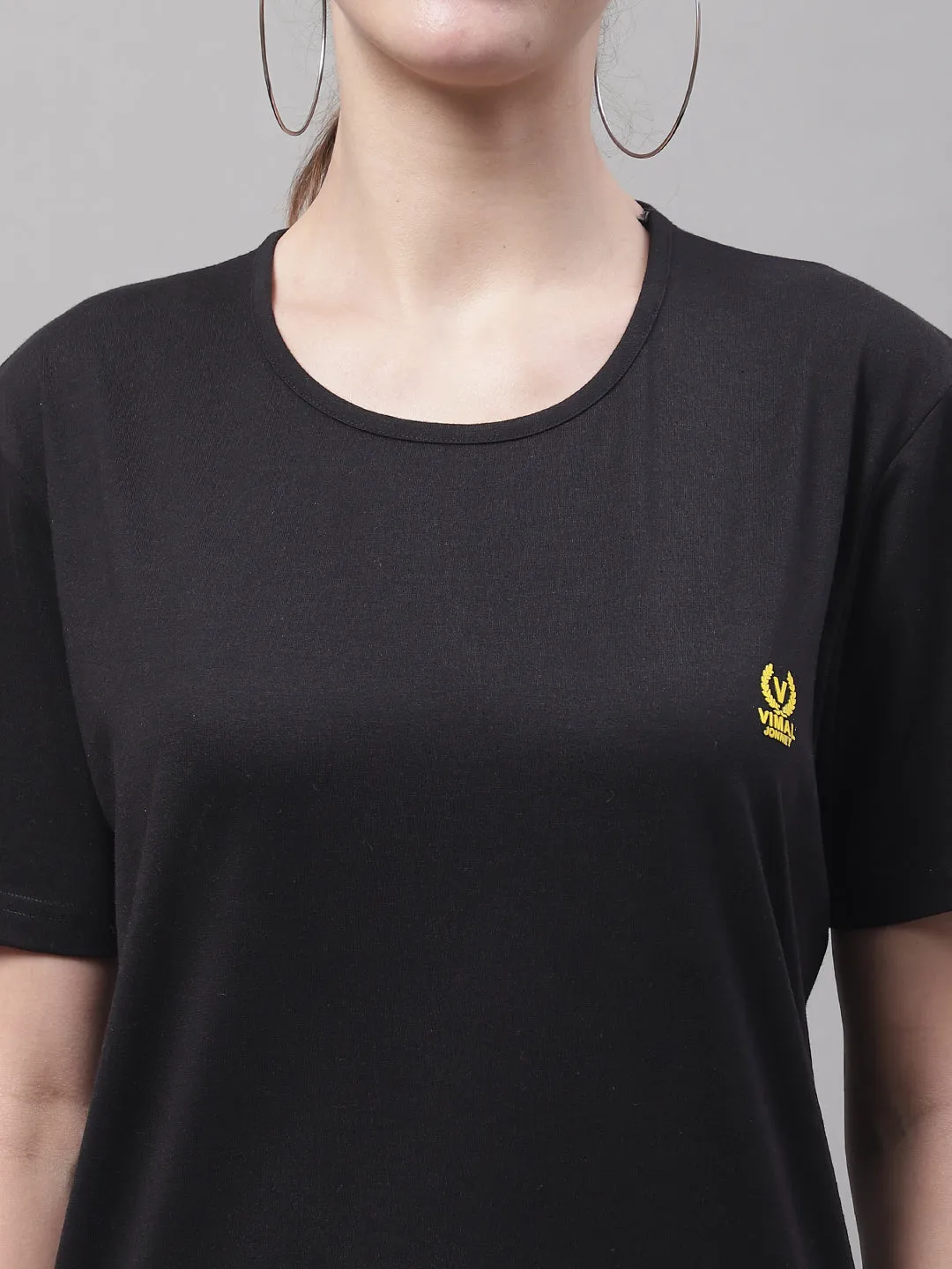 Vimal Jonney Black Cotton Solid Co-ord Set Tracksuit For Women