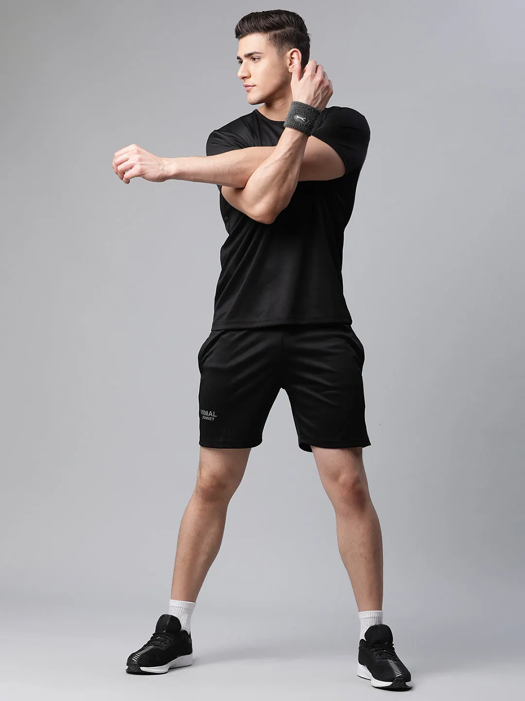 Vimal Jonney Dryfit Solid Black Shorts for Men