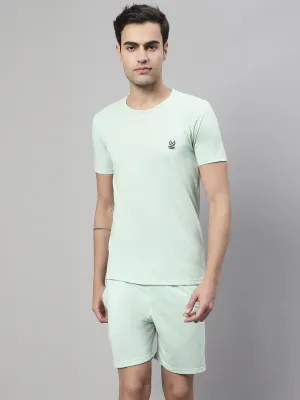 Vimal Jonney Light Green Cotton Solid Co-ord Set Tracksuit For Men(Zip On 1 Side Pocket)