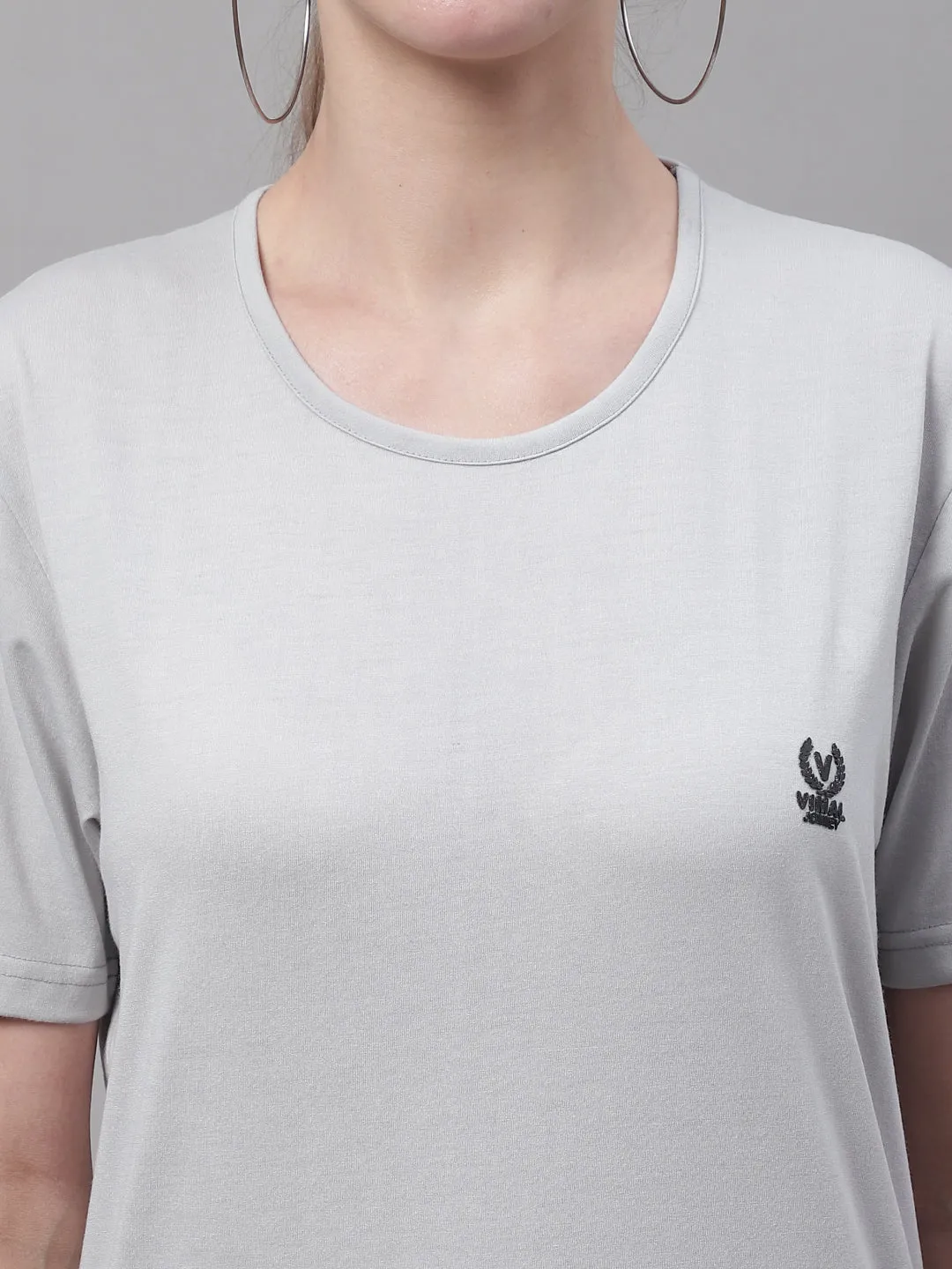 Vimal Jonney Light Grey Cotton Solid Co-ord Set Tracksuit For Women