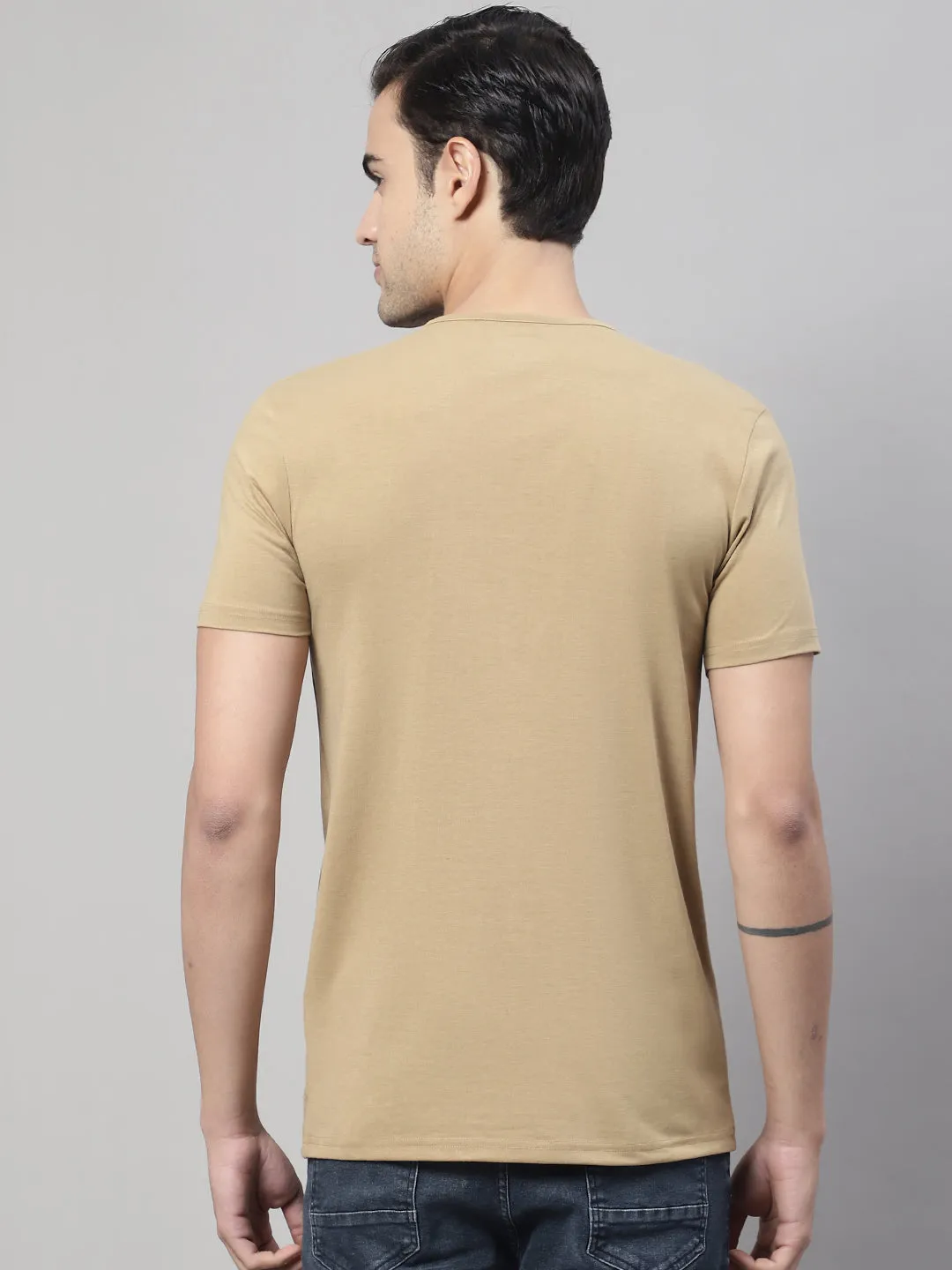 Vimal Jonney Round Neck Cotton Printed Mud T-Shirt for Men