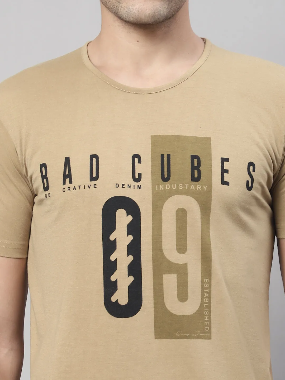 Vimal Jonney Round Neck Cotton Printed Mud T-Shirt for Men