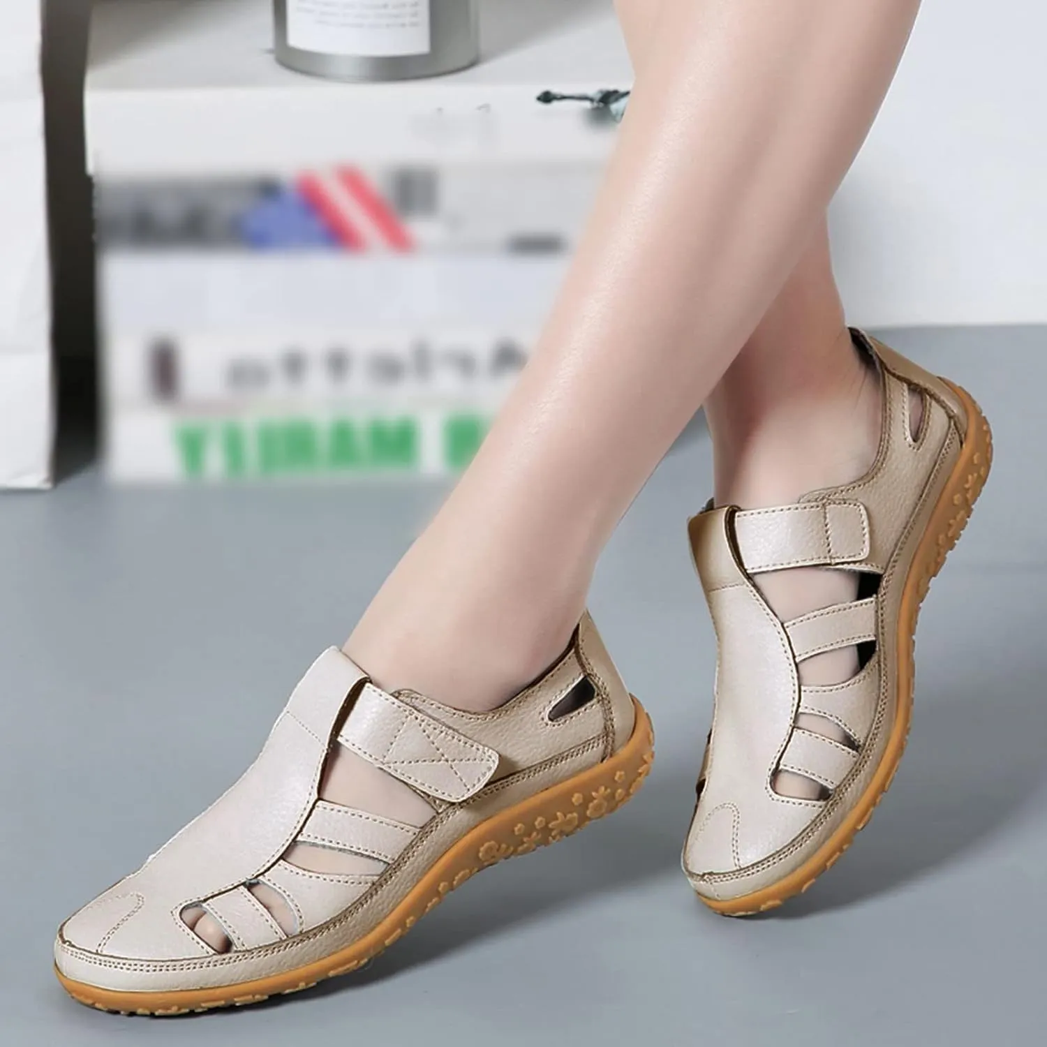 Womens Fisherman Sandals Close Toe Dressy Orthopedic Walking Shoes with Arch Support Beach Ankle Strap Sandals